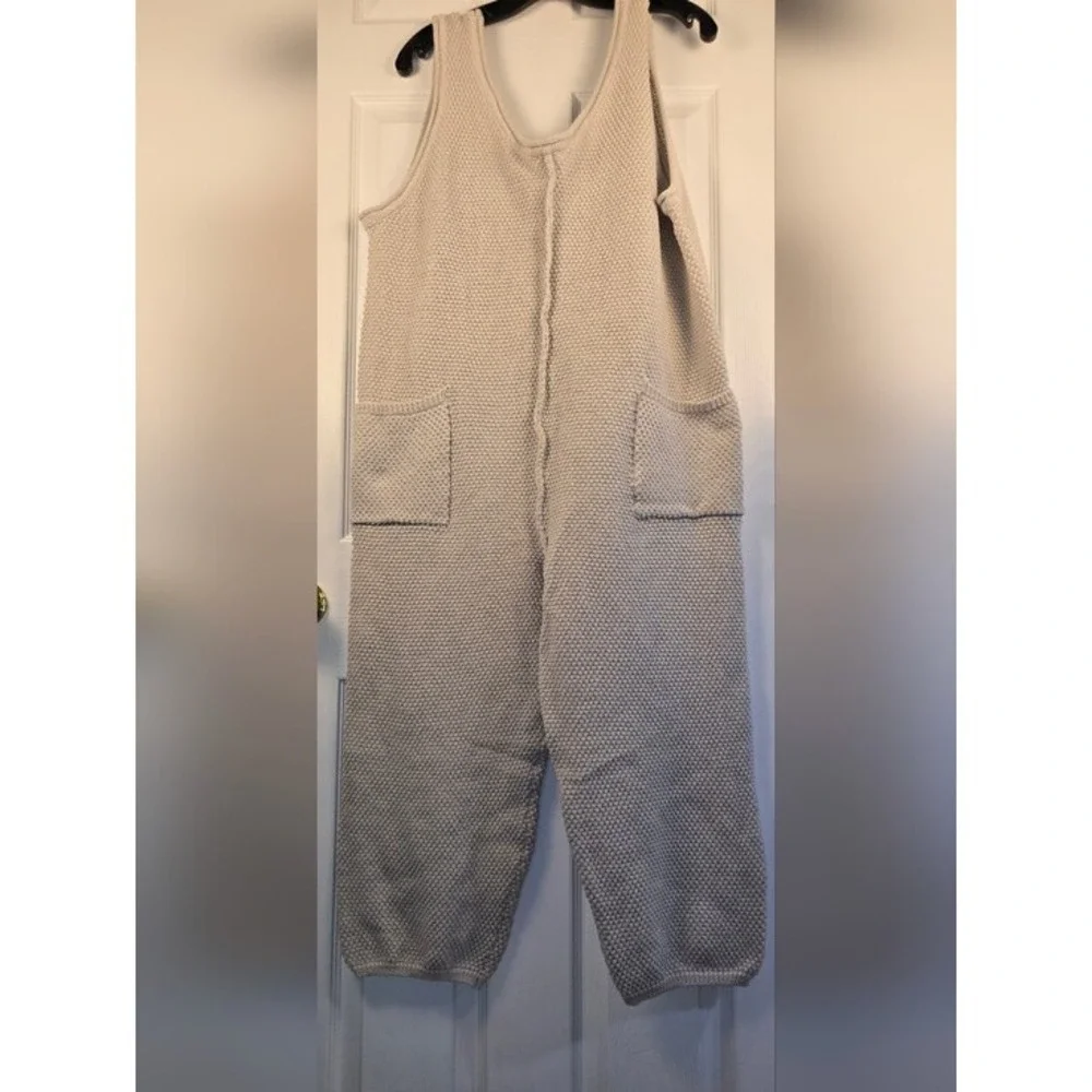 Cozy Chunky Knit Pocket Jumpsuit in‎ Light Taupe Softgirl Hobo Boho